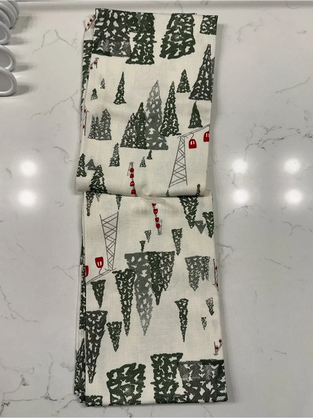 Crate and Barrel Holiday Gondola and Pine Kitchen Towel Set - NWT